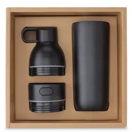 Ruvo Change Zero 2-in-1 Modular Hydration Gift Set Black Gift Box Open